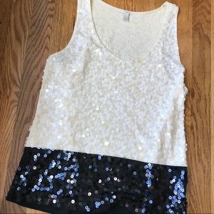 J Crew sequined tank - cream/black -S